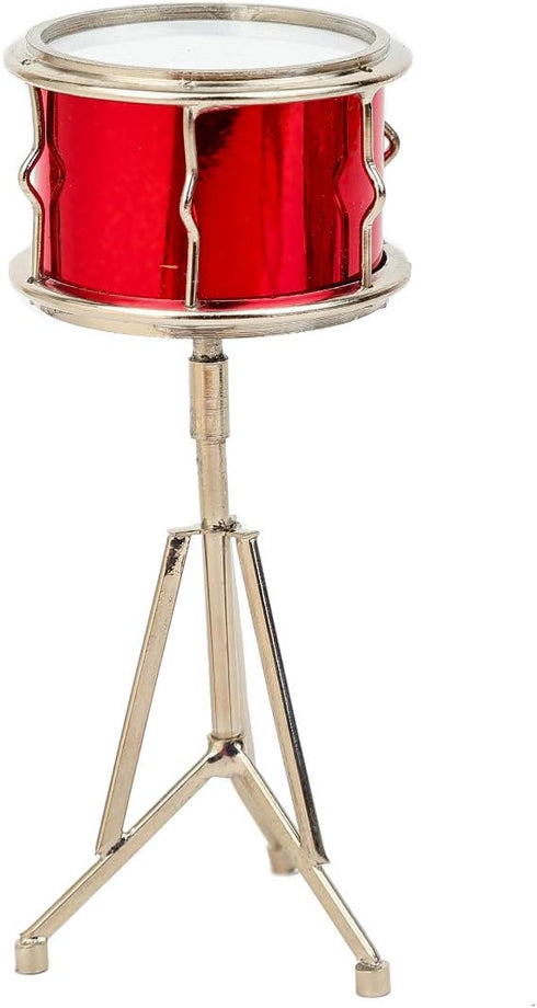 Miniature Snare Drum with Case, Mini Percussion Musical Instrument, Dollhouse Model Christmas Ornament Gift