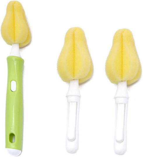 AKOAK 1 Pack Baby Nipple Brush Cleaning Set, Rotates Freely to Replace Head Sponge Bottle Brush