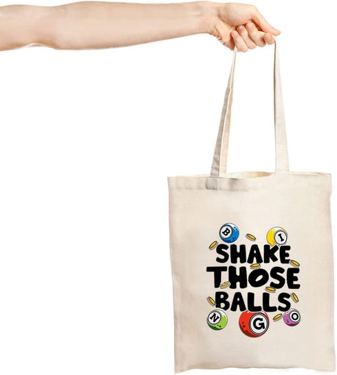 JXGZSO B Gambler Gift Tote Bag, Shake Those Balls Lucky Pouch Bag for Game Lovers