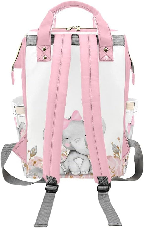 Yeshop Backpack Daypack Personalized Diaper Pink Floral Monogram Elephant Multi Function Diaper Bag Travel Nursing