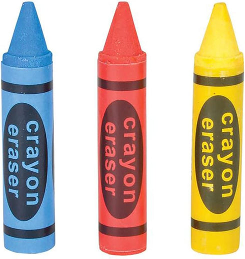 Lot of 36 Assorted Color Crayon Shaped Erasers