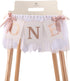 TUTOTU Rose Gold Blush & White 1st Birthday Banner - Highchair Banner, Party