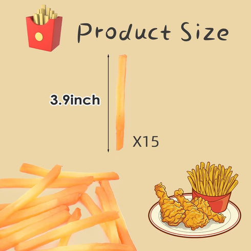 Fake French Fries Strip Shape Simulation, Artificial Food Play Food Model, Kitchen Decoration, 15 pcs