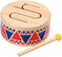 PlanToys Solid Drum Toddler Musical Instrument - Sustainably Made from Rubberwood with Organic-Pigment Coloring