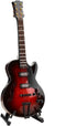Dselvgvu (7.19"x2.71"x0.89") Wooden Miniature Electric Guitar with Stand and Case Mini Musical Instrument Electric