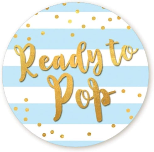 Stripe Ready to Pop Faux Metallic Gold Stickers, 2 Inches Round - 40 Count for Baby Shower Party Favors