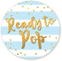 Stripe Ready to Pop Faux Metallic Gold Stickers, 2 Inches Round - 40 Count for Baby Shower Party Favors