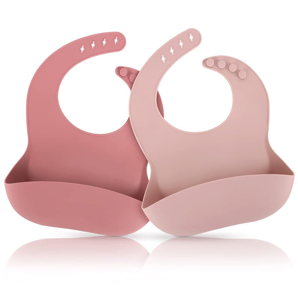 ME.FAN Silicone Baby Bibs, Adjustable 2 Set for Babies & Toddlers