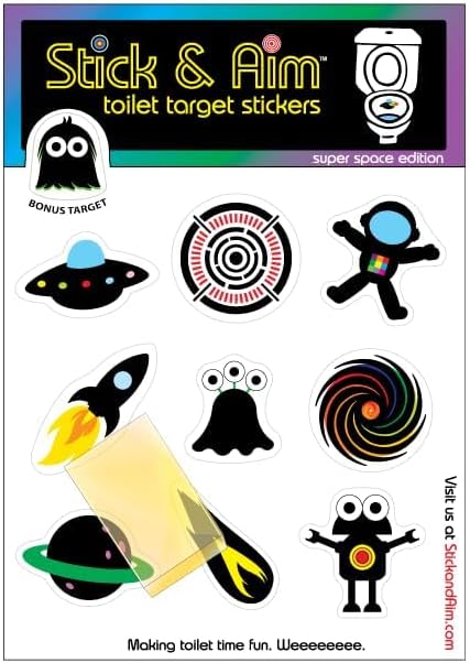 Color Change Target Stickers Space Edition with Sticker Applicator Tool for Easy Install. Aiming Stickers for Potty