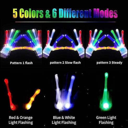 LED Light Up Gloves for Kids and Adults, Rainbow Easter Gifts, Cool Rave Toys for Halloween & Birthday Parties