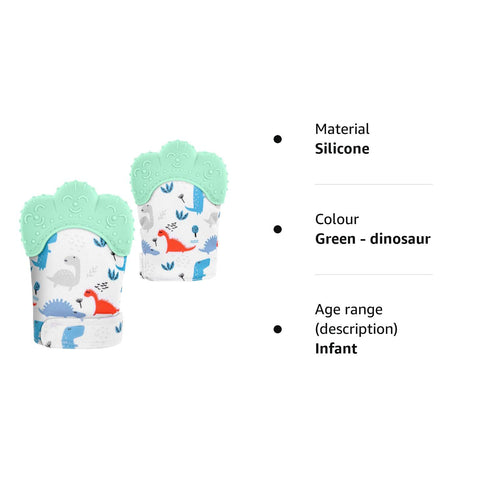 2 Pack Silicone Teething Mitt, Safe Infant Teething Mitten for Pain Relief, Prevent Scratches, 0-12 Months