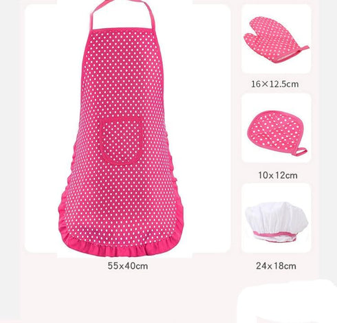 Qmakup Sets 2-8 Kids Baking for Girls ,Chef Costume Kids and Ttoddler Apron for GirlsKids Chef hat and ApronPopular