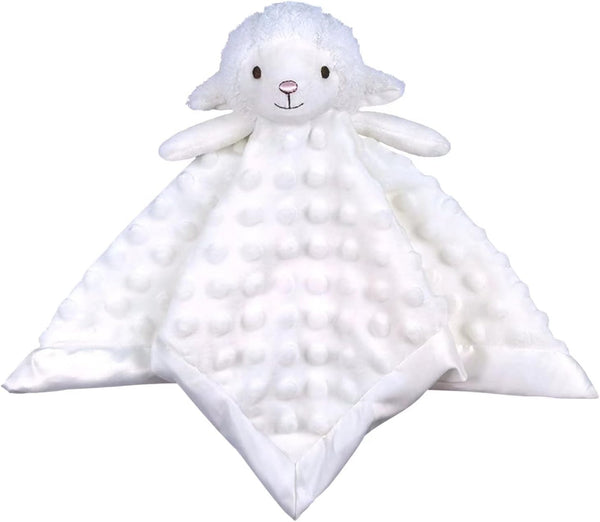 Baby White Lamb Soft Stuffed Animal Security Blanket, Plush Sheep Lovey, Baby Shower/Nursery Gift, 13"