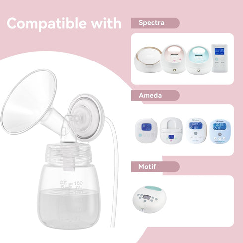 S1 S2 6oz/180ml Replacement Pump Bottles for Spectra/Motif Luna/Most Wide-Mouth Flanges, Milk Storage Bottle