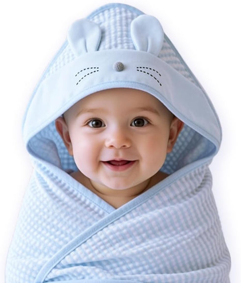 NOOVIA Premium Cotton Baby Hooded Towel for Toddler Boy 0-3 Years, Soft Cotton