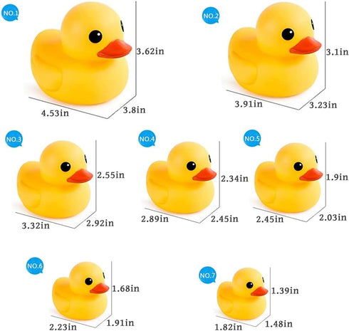 Yellow Rubber Ducks, 7pcs Large Bath Toys for Baby Shower Infants Kids Toddler Party Decoration