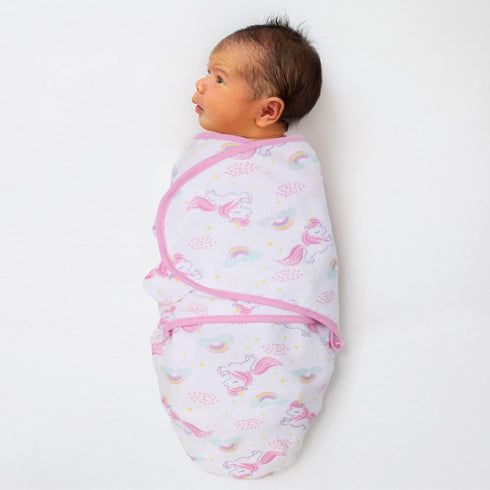 Set 3 Pack 0-3 The Peanutshell Swaddle for Baby Girls - Rainbow and Unicorn - (S/M - Months)
