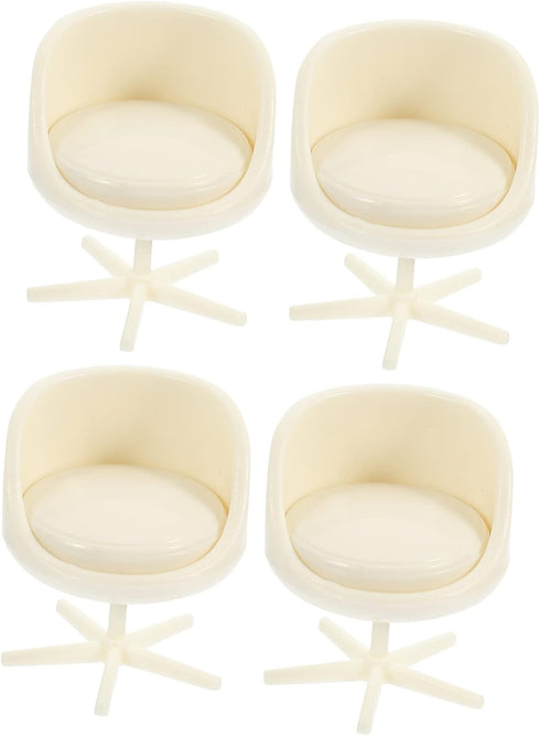TOYANDONA 4pcs Miniature Dollhouse Armchair Set, Rotatable Office Chair, Egg Chair, Mini Stool for Doll House Decor