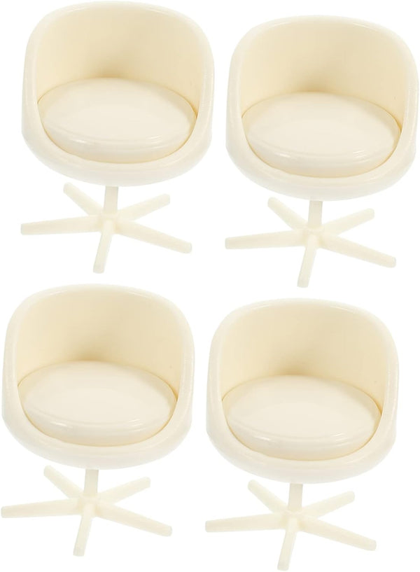 TOYANDONA 4pcs Miniature Dollhouse Armchair Set, Rotatable Office Chair, Egg Chair, Mini Stool for Doll House Decor