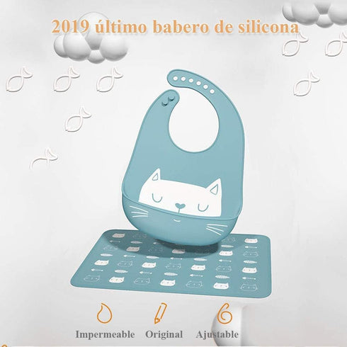 Baby Bibs Silicone Feeding Bibs, Adjustable Waterproof Bibs, 3pcs for Feeding