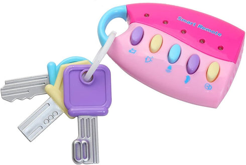 Musical Smart Remote Car Key Toy - Sound and Light for Baby, Kids, and Toddlers (Pink)