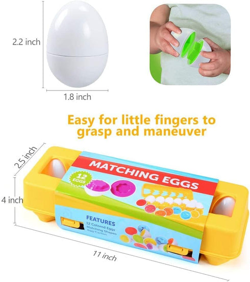 MAGIFIRE Playtime Matching Eggs for Toddlers - 12 Matching Eggs with Shapes and Colors