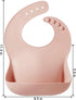 PandaEar 2 Pack Silicone Baby Bibs for Girls, Waterproof with Food Catcher, Thick Adjustable Toddler Bibs (Pink Tawny)