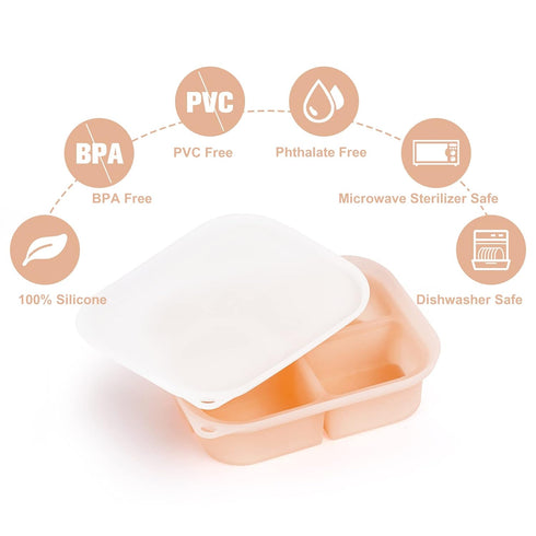 4m+ haakaa Silicone Baby Food Tray - Breastmilk Homemade Baby Food Mold - Baby Fresh Food Freezer Tray - Ice Cube Tray