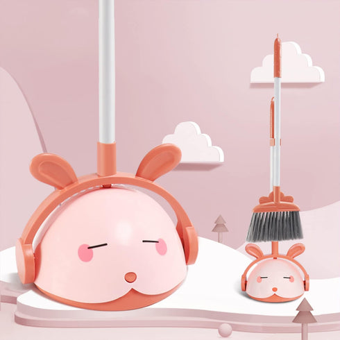 Kids Cleaning Toy Set, Mini Child Broom, Mop and Dustpan, 6pcs Little Housekeeping Helper Set for Toddler Age 1-5 (Pink)