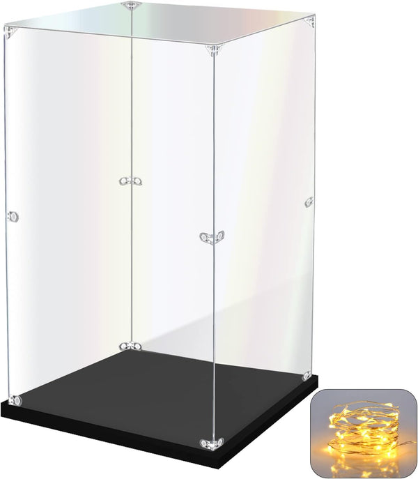Acrylic Display Case for Collectibles - Clear Acrylic Box for Lego Alternative Glass Case for Doll Toys Home Storage