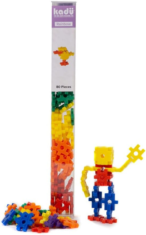 KADU Rainbow 80 Piece Set - STEM/STEAM Building + Construction Toy for Open + Imaginative Play