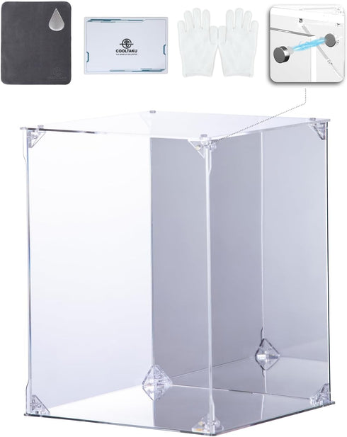 Acrylic Display Case, Mirrored Back and Base, UV Protected, Dustproof Showcase for Figures, Models (10x10x12 inch)