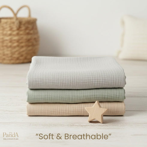 Generic Set 3 47x43 Muslin Swaddle Blankets for Baby, of Soft Bamboo & Cotton Newborn Swaddle Blanket, Breathable