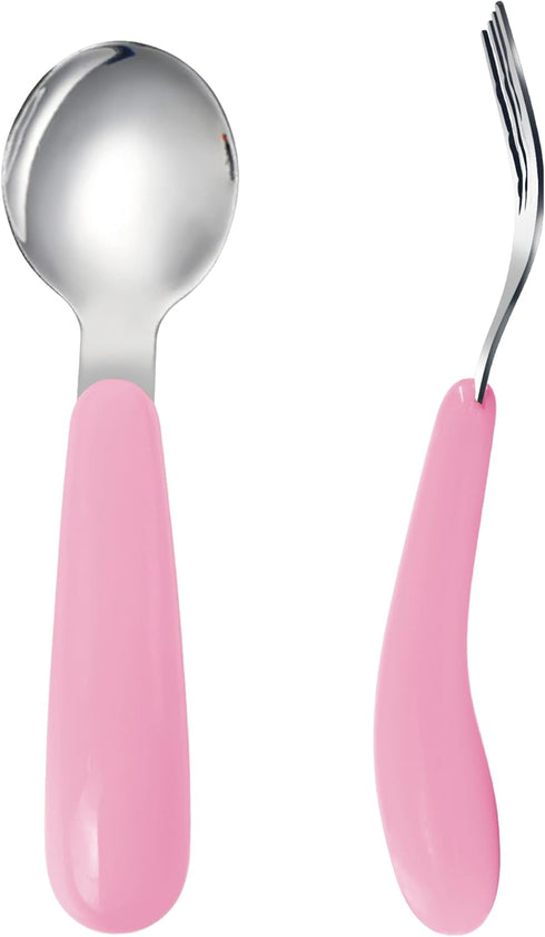 VANRA 2 Pieces Toddler Fork and Spoon Set with Travel Case, 18/8 Stainless Steel Kids Silverware for School Lunch Box
