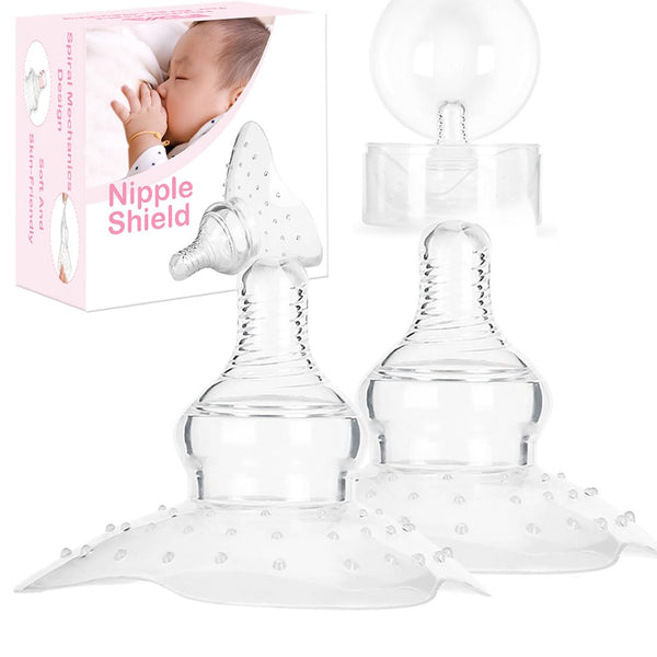 2 Pack Nipple Shields 20mm for Nursing Newborns, Breastfeeding Mothers with Carrying Case for Sore Nipples