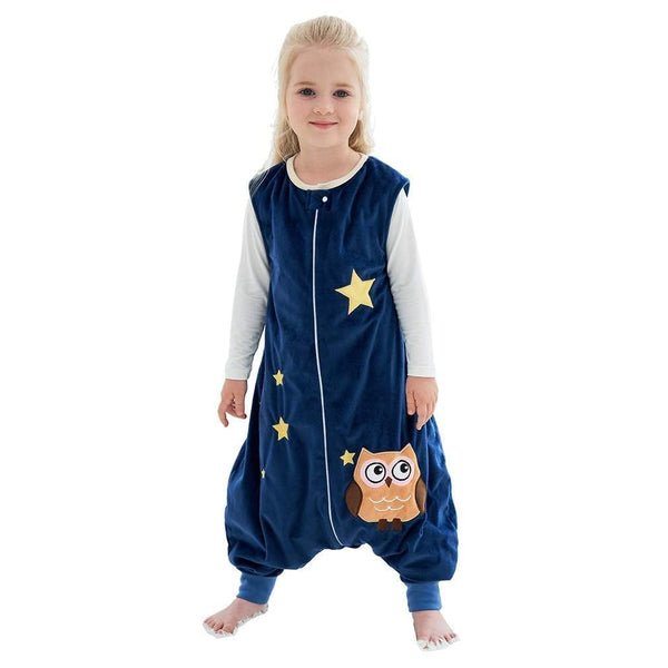MICHLEY Toddler Sleeping Sack with Feet, Newborn Infant Sleeveless Sleeping Bag, Dark Blue Owl for 3-5T