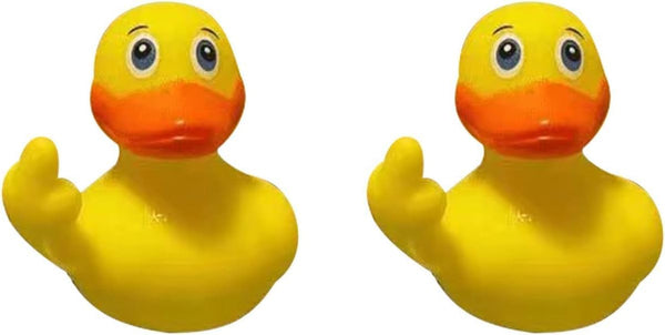 2Pcs Yellow Rubber Ducks Decor - 2.28" Finger Rubber Duck, Cute Small Rubber Ducks for Car Dashboard Decorations