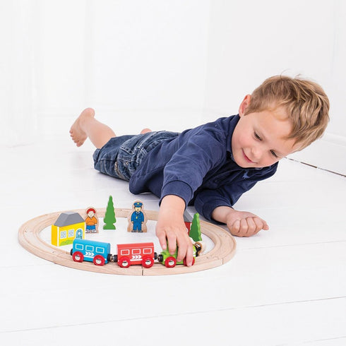 Bigjigs Rail Set, 20 Set 3 , First Wooden Train Train Gifts for Kids, Piece, Train for Year Old Boys, Train Toys
