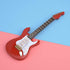 Wooden Miniature Guitar - Mini Electric Guitar with Stand, Decorative Dollhouse Accessories (Red)