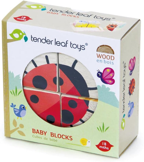 Tender Leaf Toys Baby Blocks - 5 Pieces My First Wooden Jigsaw Puzzle with Storage Tray for Toddlers 18M+