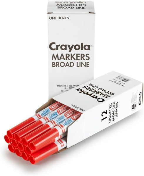 Crayola Washable Markers - Red (12ct), Kids Broad Line Markers for Classrooms & Teachers