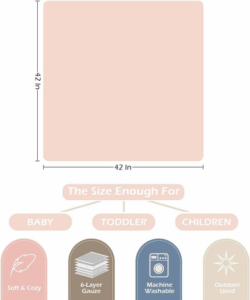 Pack 2 43"X43" of Ultra Soft Muslin Baby Blankets for Girls Boys Breathable Lightweight Cotton Muslin Swaddle Blankets