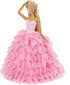 BARWA Princess Evening Party Clothes Outfit Set for 11.5 inch Doll with Hat, Pink Wedding Dress