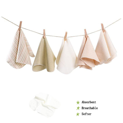 10 Pack Reusable Baby Washcloths - Soft Absorbent Organic Cotton Towel Face Wipes for Newborn Bath (White)