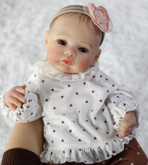 18 Inch 3+ KSBD Reborn Baby Dolls - Realistic Baby Doll Girl, Real Life Baby Dolls with Cute Soft Vinyl Body, Real Baby