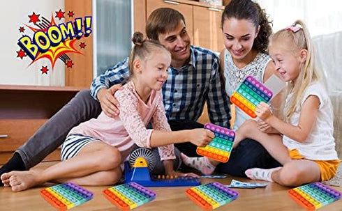 Genovega 6 Packs Fidget Toys for Boys Girls Kids, Classroom Sensory Push Bubble Aids, Rainbow Square Bulk Gifts