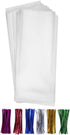 200 Clear Treat Favor Bags, 3X11 with Twist Ties, 6 Mix Colors - 1.4mils Thickness OPP Plastic Bags