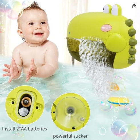 Grechi Dinosaur Bath Toys, Automatic Bubble Machine for Baby Bathtub, Plays 12 Children’s Songs, Great for Toddlers