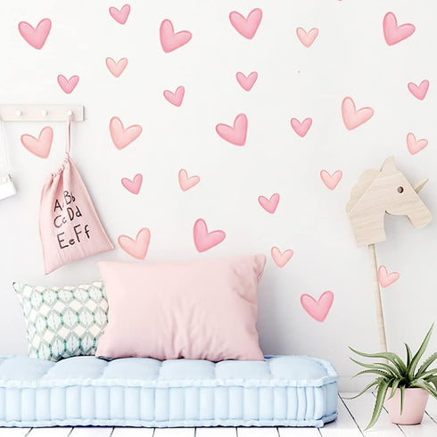 Yotdmk 80pcs Pink Heart Shape Wall Stickers for Bedroom Living Room Girls Room