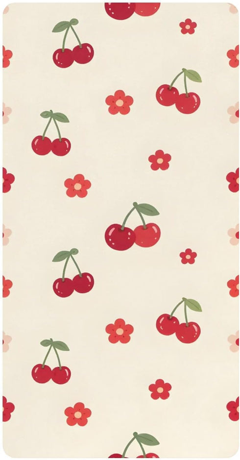 CZXW Cherry Floral Pattern Crib Sheets Fitted 52" x 28" Natural Cotton Soft